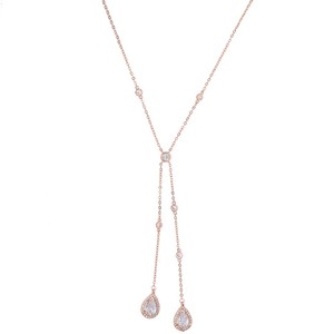 Regalo di fidanzamento di nozze water drop cubic zirconia <span class=keywords><strong>collana</strong></span> <span class=keywords><strong>lunga</strong></span> catena Y lariat in <span class=keywords><strong>argento</strong></span> da sposa diamante - Product Image 2