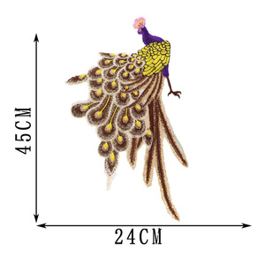 Patchs <span class=keywords><strong>à</strong></span> <span class=keywords><strong>coudre</strong></span> en forme de paon pour vêtements, mode, dentelle animale, broderie, applique, vêtements, robe, accessoire de fête, 45*24cm - Product Image 6