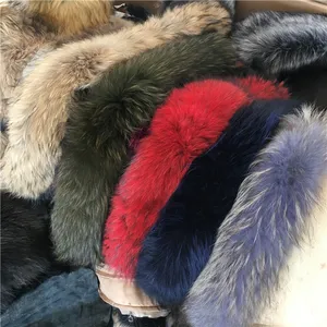 China Supplier Winter 100% Real Detachable Green Raccoon Fur Collar