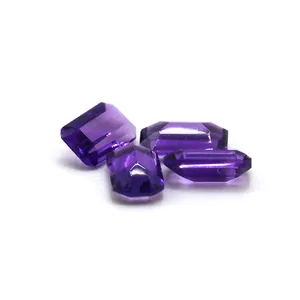 High quality stone octagon cut precious gemstones purple color natural amethyst stone