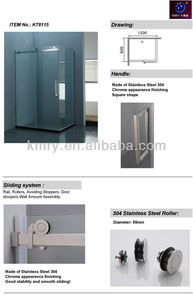 Puerta de ducha sin marco abierta deslizante rectangular moderna, recintos de perfiles de aluminio prefabricados baratos, vidrio templado para <span class=keywords><strong>duchas</strong></span> pequeñas - Product Image 4