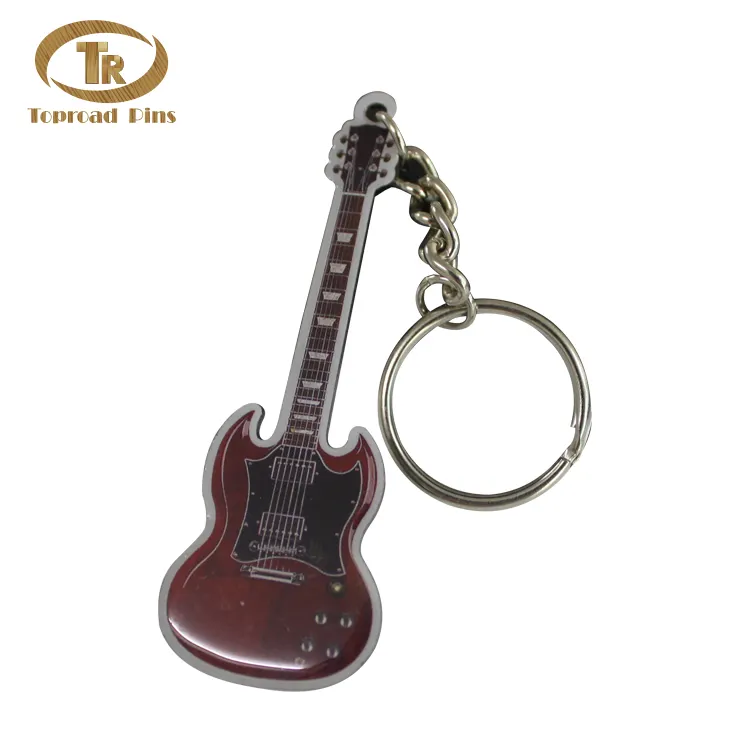 Creative Gift Key Men And Women Alloy Cute guitar shape Key Chain