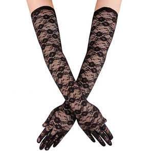 Gants de mariée en <span class=keywords><strong>satin</strong></span> respirant en polyester, longs, à doigts complets, avec dentelle et sequins, pour femme, de haute qualité, en stock - Product Image 3