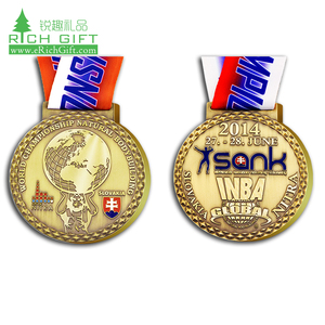 Medaglie premio a buon mercato all'ingrosso in bianco pressofusione oro argento bronzo personalizzato sport in esecuzione medaglia con nastro d'onore