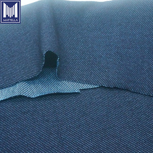 Venta al por mayor índigo tejido francés Terry 4 vías urdimbre estiramiento 4% hilo de elastano patrón teñido por Metro/kilogramo tela de mezclilla Premium - Product Image 6