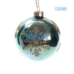 Handpainted Bule and green Christmas ball decoration - Product Image 2