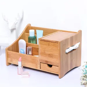Makyaj organizatör, bambu ahşap makyaj masası tezgah organizatör kozmetik takı depolama tepsisi çekmeceli banyo için