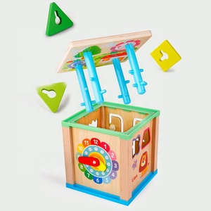 2019 Baby Learning and Playing Educational Wood Multi-function <strong>Puzzle</strong> Toys Wooden Knowledge <strong>Maze</strong> 6 In1Cube Toy - Product Image 5