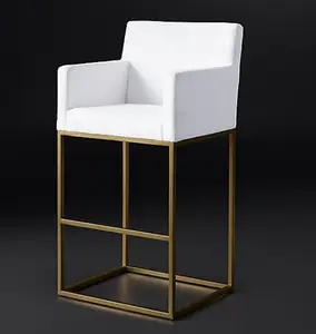 Modernistische Rvs Frame Stof Club Barkruk In Zilver Of Goud Frame