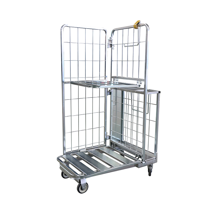 Трехсторонняя открытая передняя сетчатая поддон, стальная складная тележка для хранения TC4670, Проволочная рулонная клетка lowes