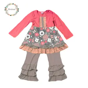 冬の女の赤ちゃんの衣装フリルマスタードパイリメイク衣装感謝祭のブティック衣装女の子2ピース服セット