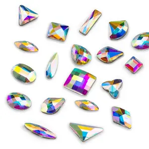 Fabriek Directe Verkoop Crystal Ab Non Hotfix Flatback Strass, Platte Achterkant 3d Clear Ab Nail Art Crystal Stones