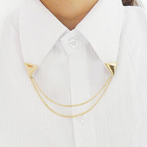 Hot Spike <strong>Stud</strong> <strong>Blouse</strong> Shirts Collar Neck Tip Brooch Pin Chain Punk - Product Image 1