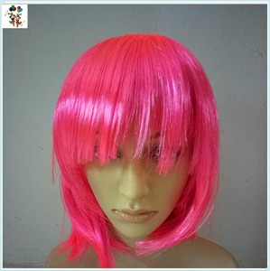 Perruques synthétiques HPC-0035, courtes, roses, bon marché, pour fête <span class=keywords><strong>de</strong></span> carnaval, vente en gros - Product Image 6