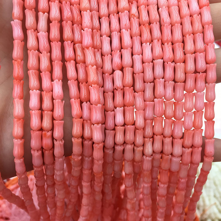 PATIKIL Tulip Flower Crystal Glass Beads - 200 Pack Dark Red/Green Craft Beads For Jewelry Making