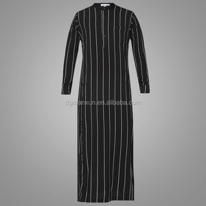 <span class=keywords><strong>Moderno</strong></span> <span class=keywords><strong>etnico</strong></span> semplice design a righe uomo jubah uomini musulmani thobe abbigliamento islamico elegante daffah - Product Image 2