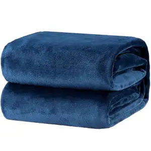 Супермягкое Фланелевое Флисовое одеяло из 100% полиэстера 280gsm темно-синего цвета