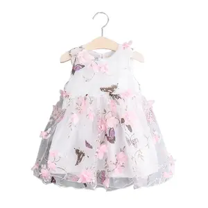 Robe de princesse en organza pour petite fille, vêtements pour enfants, jupe de danse, en fil de pétales papillon, tendance, nouvelle collection été