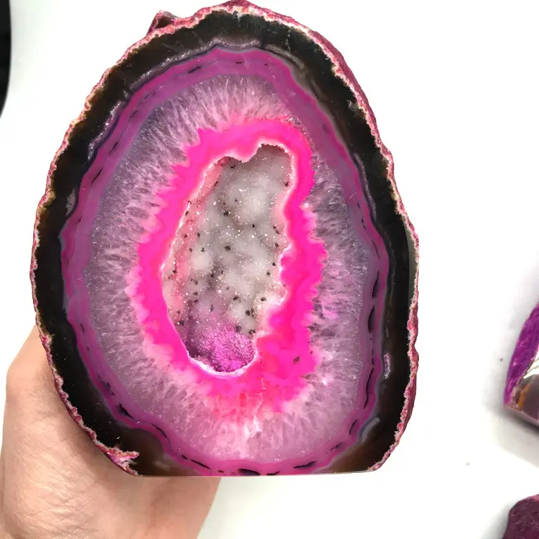 Wholesale Natural Pink Agate Crystal Cluster Geode Charming Crystal Agate Cluster