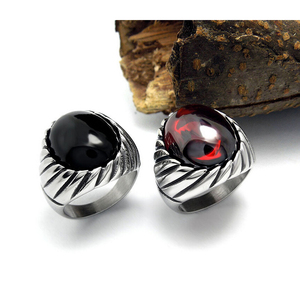 Anillos de titanio de acero inoxidable para los hombres estilo retro Gete Shi ágata masculina barato con gruesa - Product Image 1