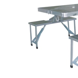 Siêu nhẹ gia đình <span class=keywords><strong>4</strong></span> người dã ngoại ngoài trời cắm trại đồ nội thất nhôm bảng điều chỉnh đầu gấp Bàn và ghế đặt - Product Image 3