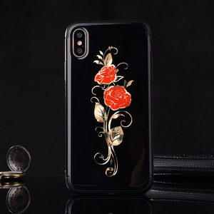 Oro <span class=keywords><strong>de</strong></span> lujo del cromo láser impresión floral Rosa flor TPU silicona caso del teléfono celular para el iPhone x 8 8 más 7 7 más - Product Image 5