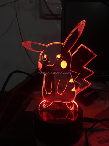 Amazon caliente-venta 3D noche <span class=keywords><strong>Pokemon</strong></span> Go Pikachu diseño ilusión óptica lámpara para niños regalo - Product Image 2