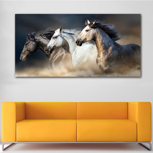 Póster de Animal de caballo corriendo imágenes para sala de estar, decoración del hogar, lienzo impreso, arte de pintura de caballo chino