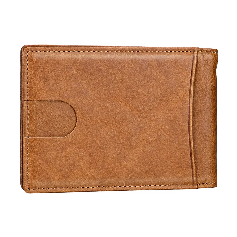 Wholesale RFID Money Clip Wallet Men Mini Ultra Thin Real Leather Card Holder Wholesale