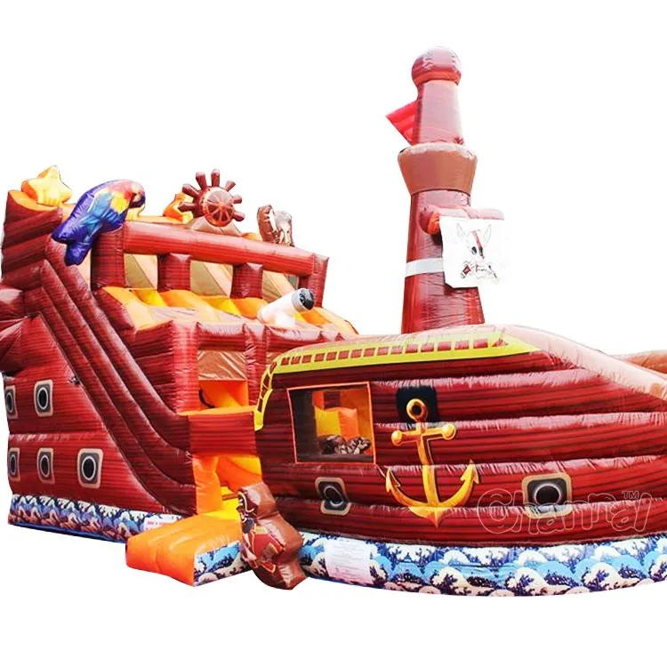 Channal การออกแบบใหม่ Inflatables เรือโจรสลัดที่สวยงามสไลด์กระโดดตีกลับปราสาทที่มีสระว่ายน้ำ