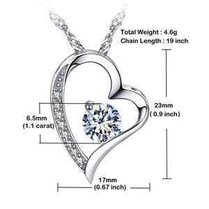 Joyería personalizada Zirconia rodio joyería clásica chica corazón colgante collar <span class=keywords><strong>925</strong></span> plata esterlina collares mujer boda collar circón - Product Image 4