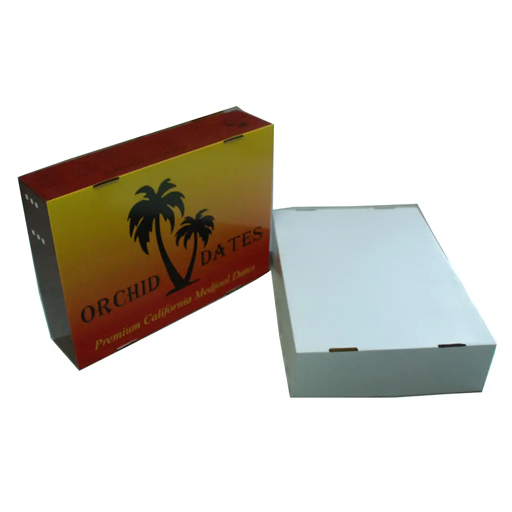 Custom print E flute corrugated fruit packaging box for dates shipping