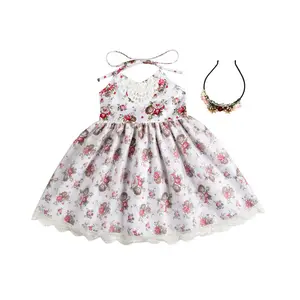 2016 Nette Boutique Großhandel Baby Valentinstag Kleid Mädchen Party tragen westliche Vintage Blumen mädchen Kleider