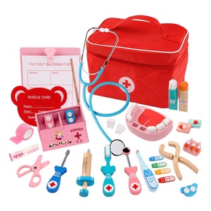 fingir jugar al Doctor conjunto enfermera inyección Kit médico de rol clásico juguetes de simulación de madera doctor juguete - Product Image 3