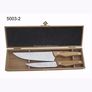 2 pcs set damascus coating chef and utility knife in wooden gift box