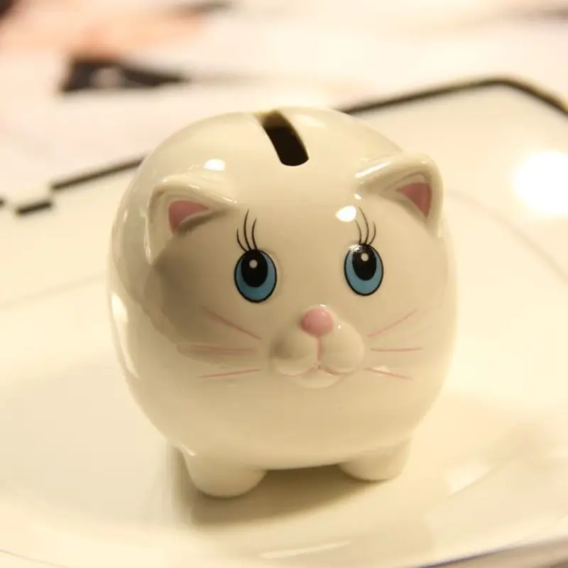 Custom cute Cat Ceramic Savings Banks Piggy/Coin/Money Bank