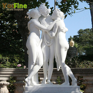 Estatuas de Mármol de Tamaño Real de las Tres Gracias, Desnudas y Blancas - Product Image 2