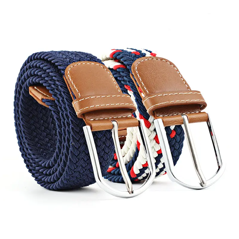 The Most Popular High Quality Casual Braided Elastic Canvas Mens Belts With Buckles