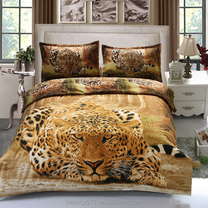 Ensemble <span class=keywords><strong>de</strong></span> literie avec broderie léopard, 4 pièces, King Size, Queen Size, ensemble <span class=keywords><strong>de</strong></span> lit <span class=keywords><strong>tigre</strong></span>, <span class=keywords><strong>housse</strong></span> <span class=keywords><strong>de</strong></span> <span class=keywords><strong>couette</strong></span>, drap <span class=keywords><strong>de</strong></span> lit bon marché BS54 - Product Image 3