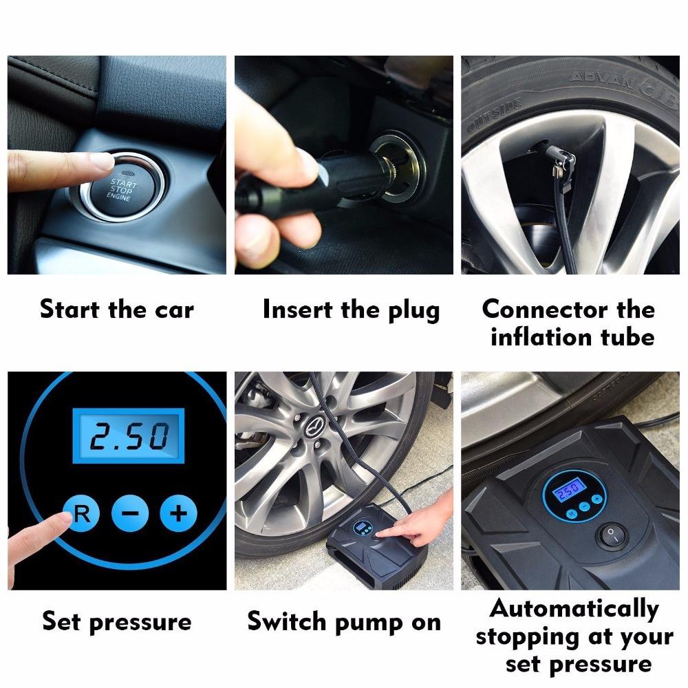 タイヤインフレーター150 PSI 12V DCポータブル自動電気デジタルエア