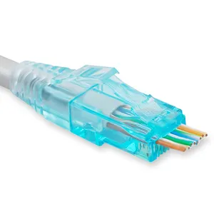 Cable de corte transparente utp ftp cat5e cat6 rj45, conector 8P8C macho, enchufe modular de paso a través