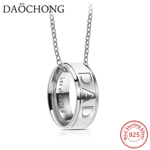 Collana con Ciondolo in Argento Sterling 925 Placcato Rodio per la Festa del <span class=keywords><strong>Papà</strong></span>, Regalo per Uomo - Ideale per Fidanzamento, Matrimonio e Feste - Product Image 3