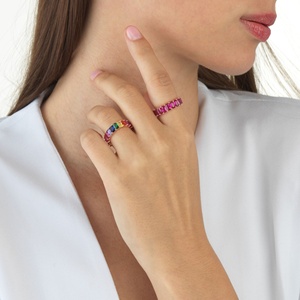 Anillo de Eternidad LOZRUNVE, Joyería Italiana Hip Hop, Plata 925 con Circonita Cúbica Azul Zafiro - Product Image 4