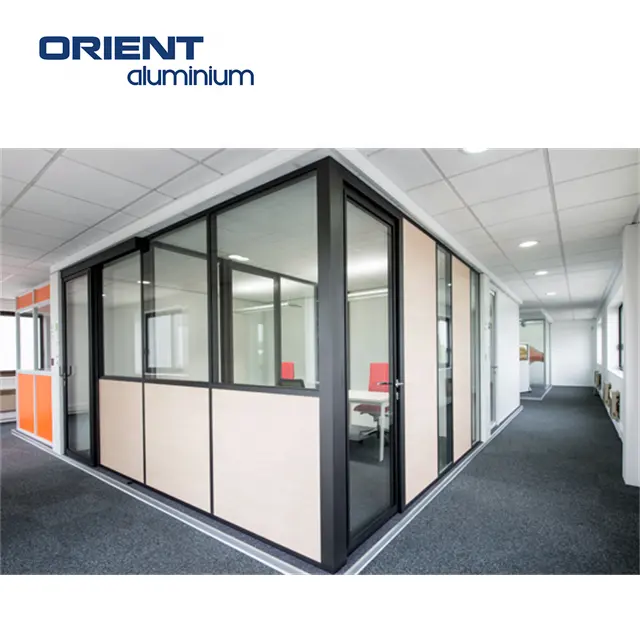 Modern Design Tempered Glazed Floor To Ceiling Aluminium Glass Partition Soundproof Office Glass Wall Partition for Office