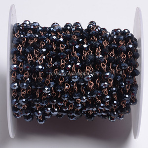 Su misura di Modo Navy AB Roundle Perline di Vetro <span class=keywords><strong>Rosario</strong></span> D I Y Catena In Ottone <span class=keywords><strong>Antico</strong></span> Filo Avvolto Commercio All'ingrosso - Product Image 1