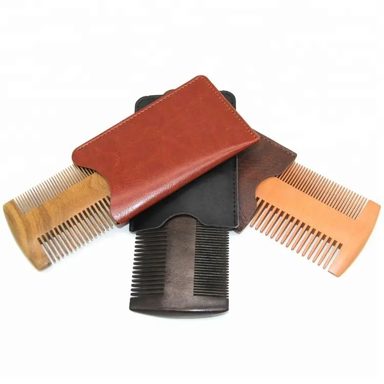 Custom logo sandalwood wooden beard comb