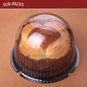 Dome pvc kunststoff kuchen tablett/shalf fach mit deckel klar kuchen verpackung box heißer sellwith abdeckung in kuchen shop