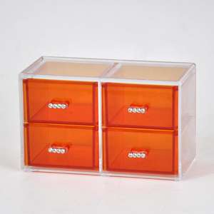 Mini cajón organizador naranja transparente para mesa de maquillaje - Product Image 3