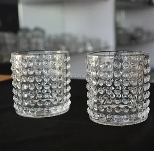 定制8盎司透明水晶泡泡茶灯玻璃烛台制作蜡烛