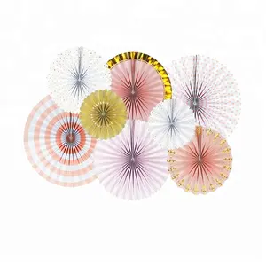 Umiss colorful hanging paper fans set decoration Happy New year, birthday ,wedding, baby shower, Summer party other festivals